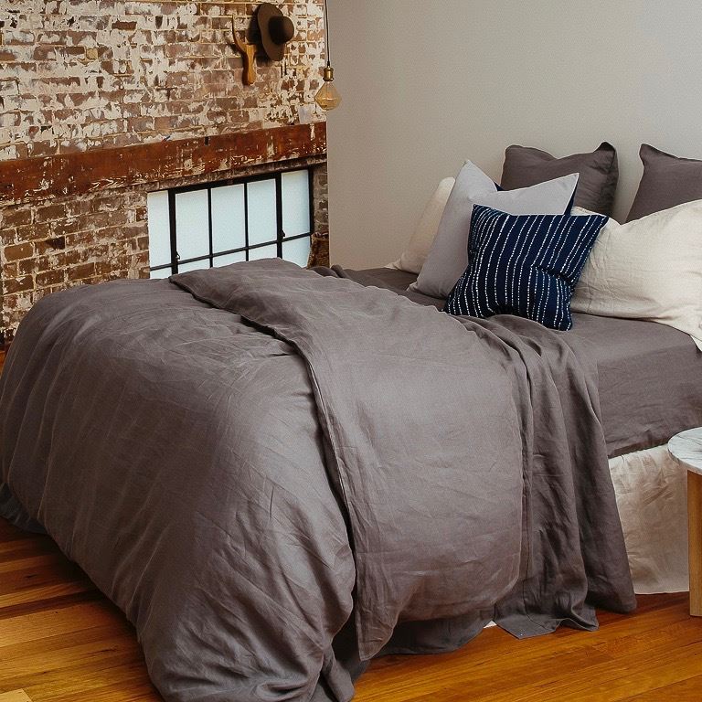Pure Linen Pre Washed Quilt Cover – Smoke