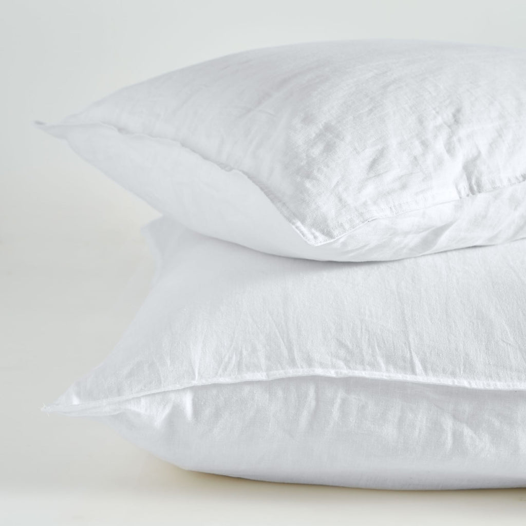 Pure Linen Standard Pillow Case Pair – White