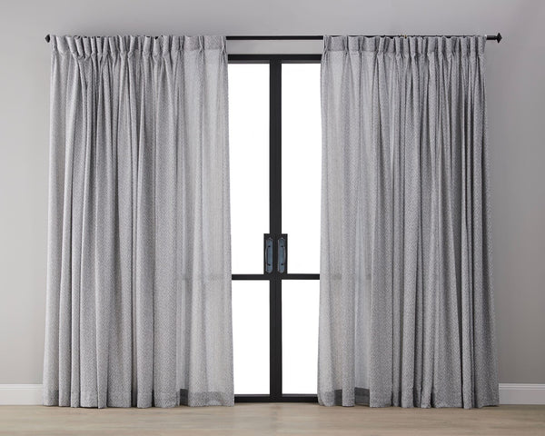 Diamond Pattern Linen Sheer  Curtain- Grey