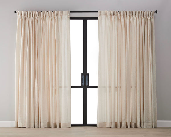 Diamond Pattern Linen Sheer Curtain - Tan